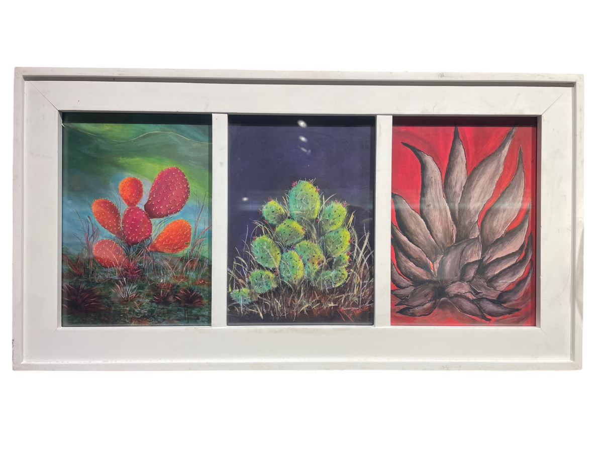 MC- White Horizontal Frame w 3 5x7 Cactus Prints
