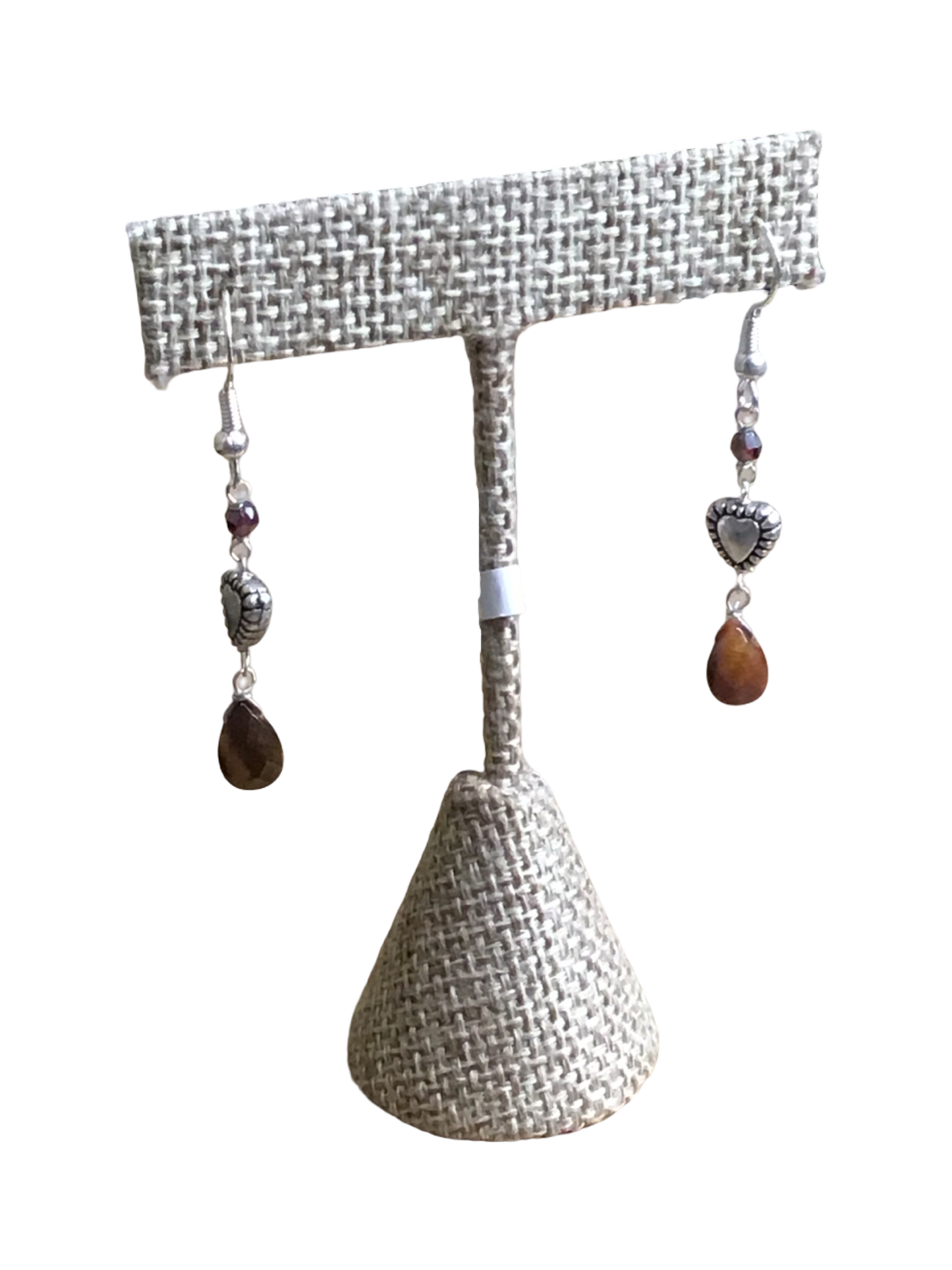 Az Tiger Eye & Garnet Earrings