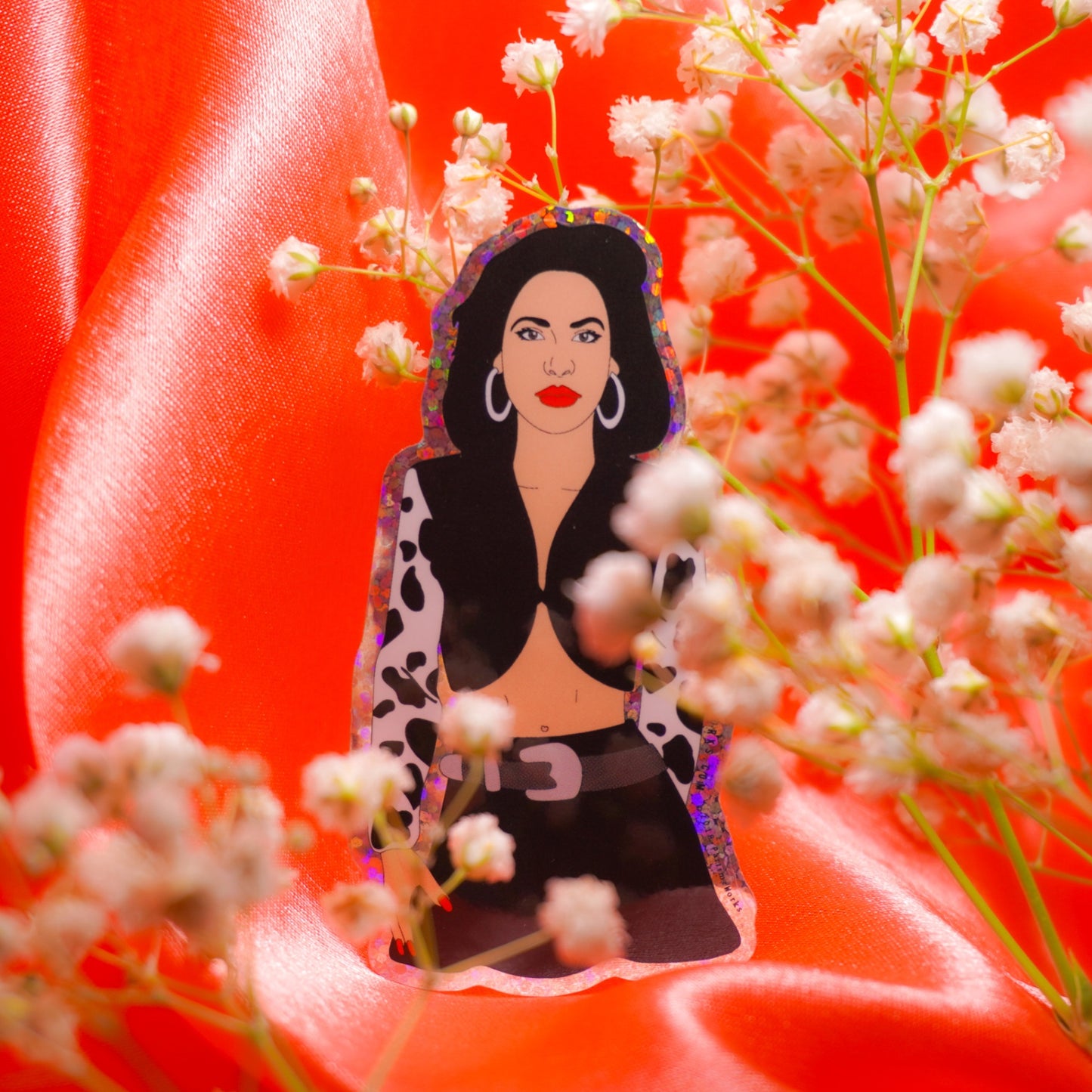 PW- Selena In Cow Print 3" Sticker