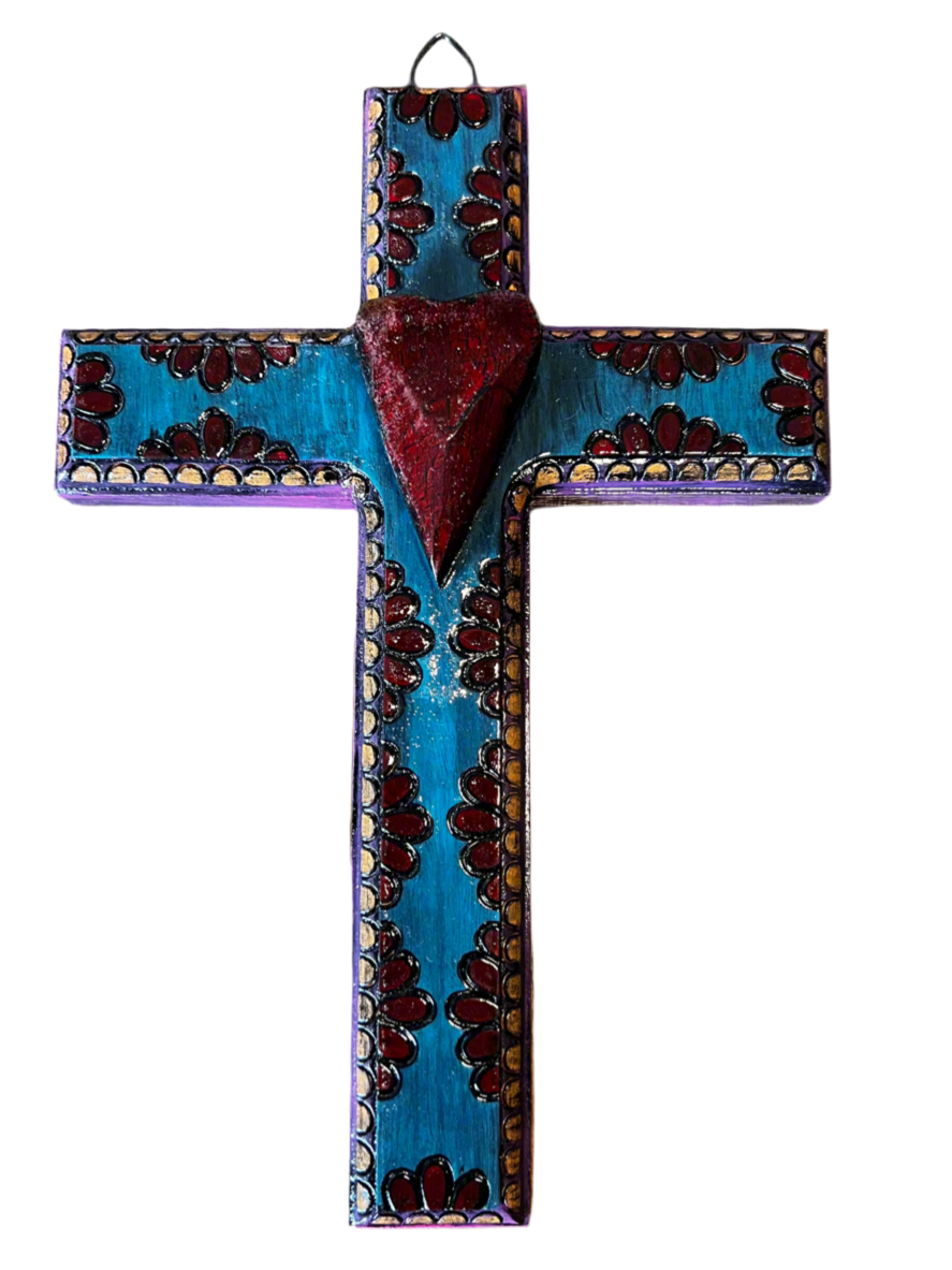 JA Wood Heart Sm Cross