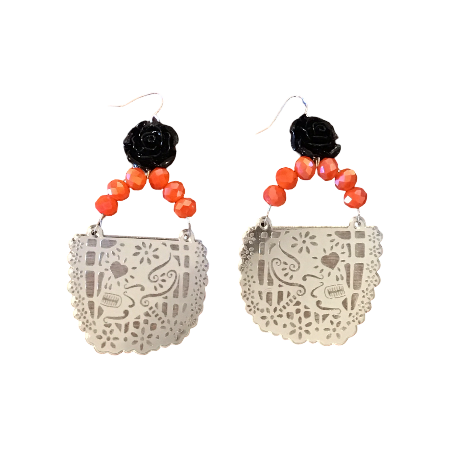 ILA48 Papel Picado Silver Acrylic Earrings