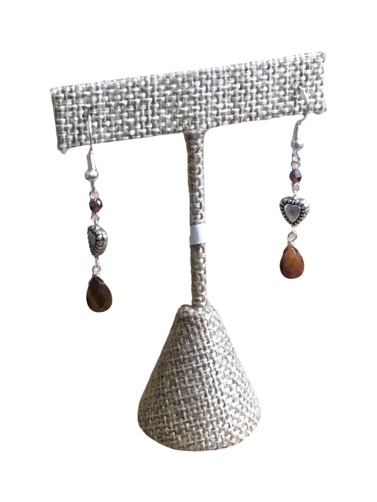 Az Tiger Eye & Garnet Earrings