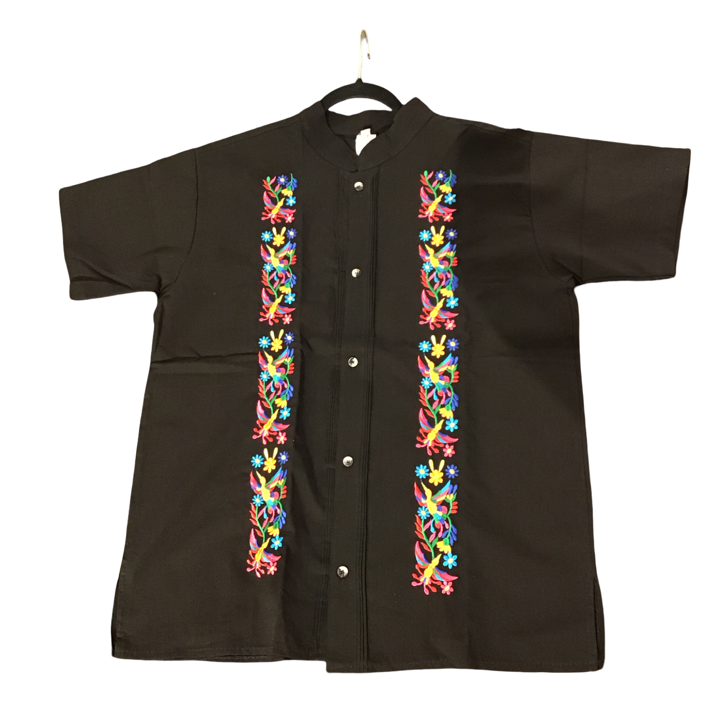 Adult Floral Guayabera Black