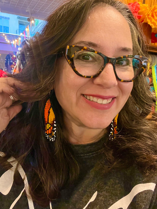 Monarca Wing Beaded Earrings
